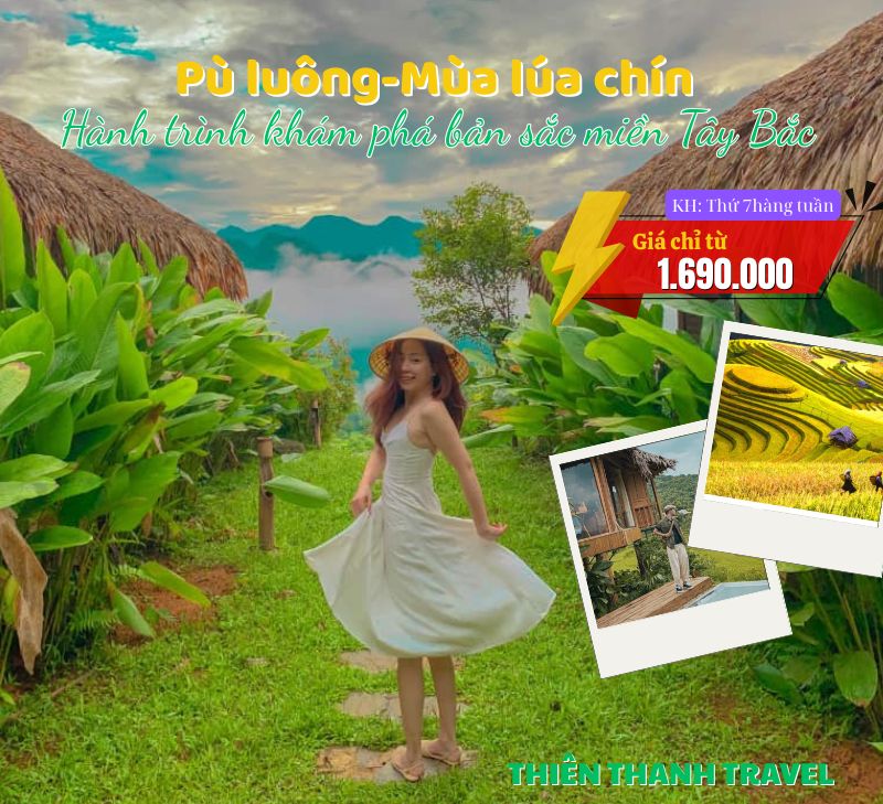 Tour du lịch Pù Luông 2 ngày 1 đêm: Rực rỡ sắc vàng mùa lúa chín 