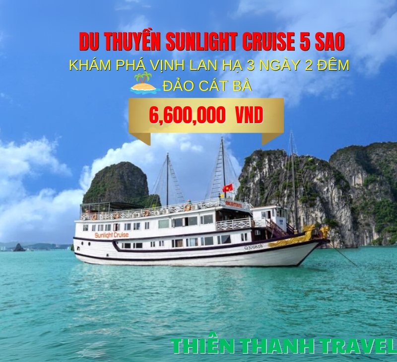 Du thuyền Lan Hạ 5 Sao 3 ngày 2 đêm: Sun Light Cruise, giá tốt & tiết kiệm đến 35%