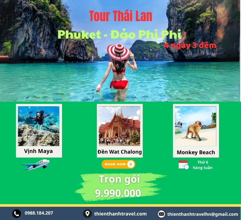 Du lịch Thái Lan: Tour Phuket - Đảo Phi Phi 4 ngày 3 đêm từ Hà Nội [Bay Vietjet Air] giá tốt nhất