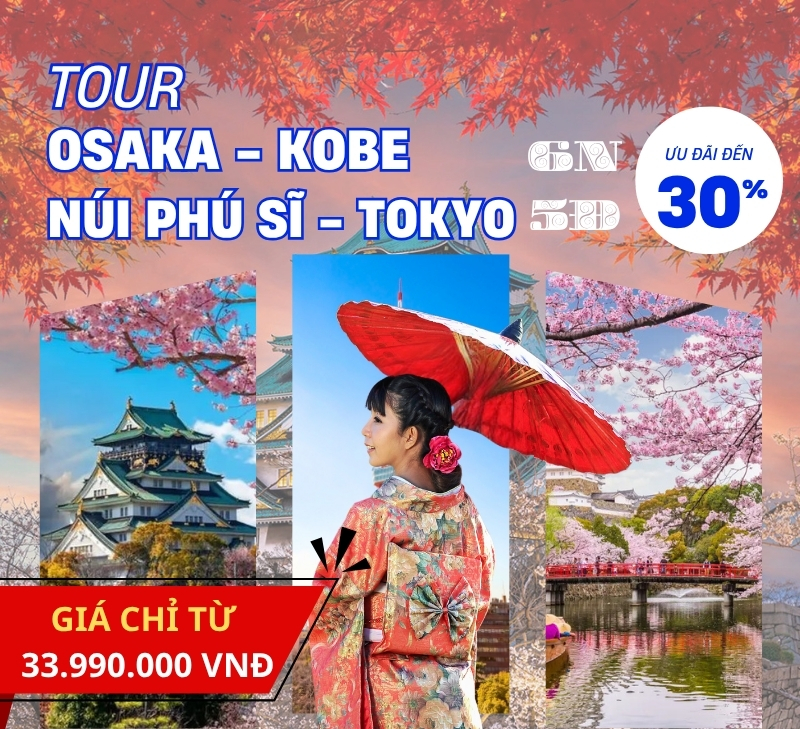 Tour Osaka - Kobe - Núi Phú Sĩ - Tokyo 6 ngày 5 đêm từ Hà Nội [Bay Vietnam Airlines] Giá tốt