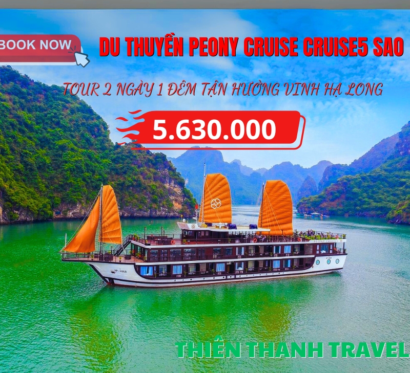 Du thuyền Vịnh Lan Hạ 2 ngày 1 đêm: Peony Cruise 5 sao giá tốt nhất 2025