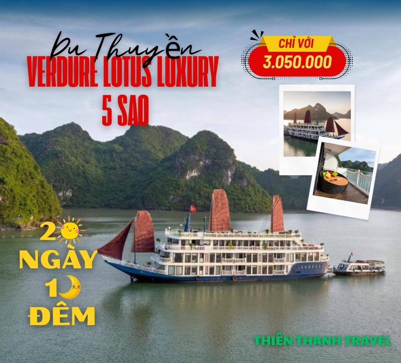 Verdure Lotus Luxury Cruise 2 Ngày 1 Đêm – Du thuyền 5 sao đẳng cấp trên Vịnh Lan Hạ & Hạ Long