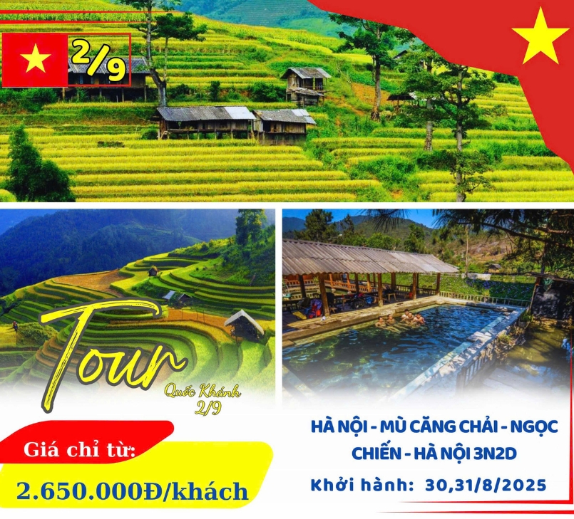Tour Mù Cang Chải – Ngọc Chiến 3 ngày 2 đêm| Khám phá mùa vàng tuyệt đẹp - Quốc Khánh 2/9