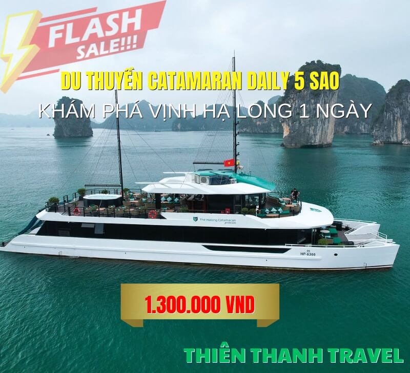 Du thuyền Catamaran Cruise 5 sao: Khám phá Vịnh Hạ Long 1 ngày giá tốt