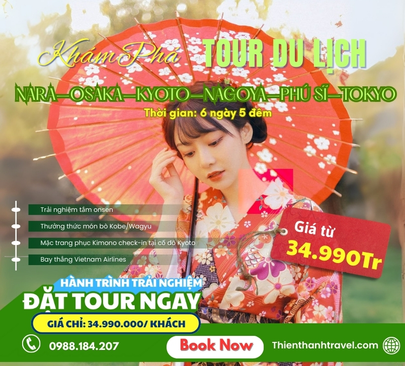 Tour Du lịch Nhật Bản 2025: Nara – Osaka – Kyoto – Phú Sĩ – Tokyo 6 ngày 5 đêm
