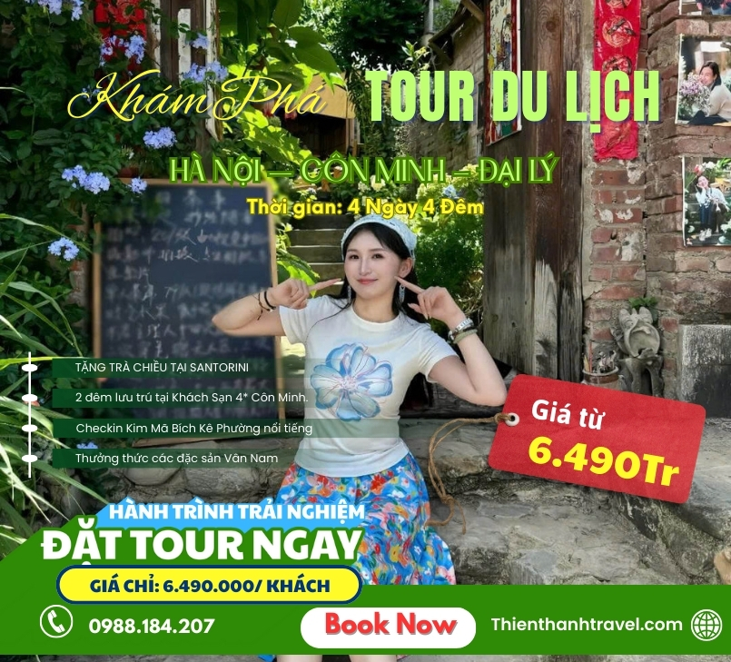 Tour Côn Minh - Đại Lý - SANTORINI 4 ngày 3 đêm từ Hà Nội |Tàu cao tốc