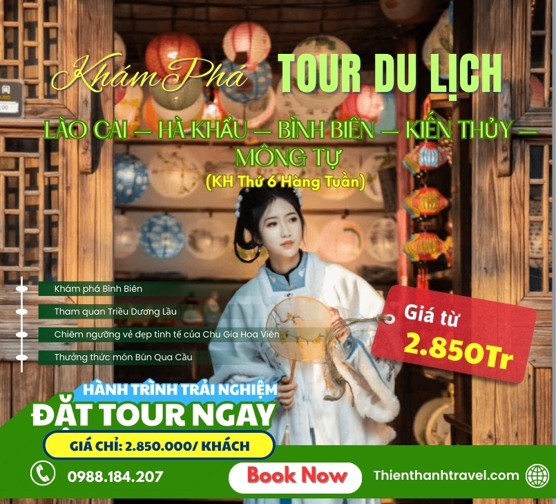 Tour Lào Cai - Hà Khẩu - Bình Biên - Kiến Thủy - Mông Tự 3 ngày 2 đêm, giá tốt