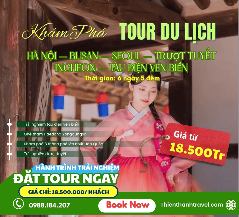 Tour Busan – Seoul – Trượt Tuyết – Incheon - Tàu Điện Ven Biển 6N5Đ [Bay Vietjet] giá tốt