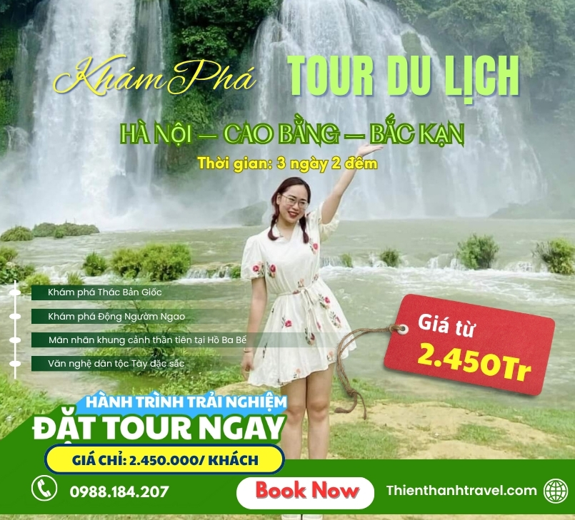 Tour Cao Bằng – Bắc Kạn 3N2Đ | Chạm Di Sản Thác Bản Giốc – Hồ Ba Bể | 2.490.000đ
