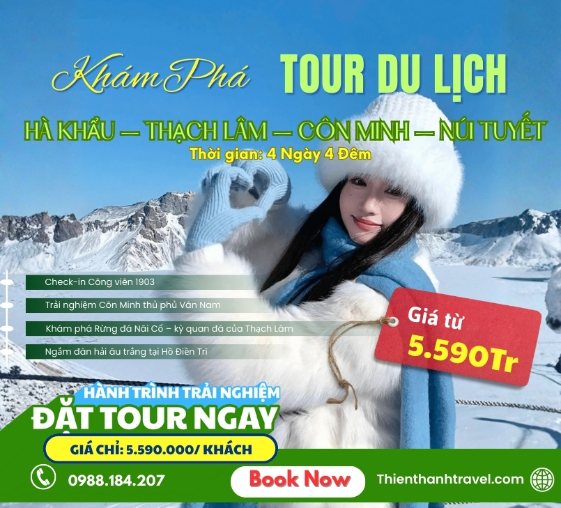 Tour Hà Nội – Thạch Lâm – Côn Minh – Kiệu Tử Sơn 4N4Đ | giá chỉ 5.590.000đ
