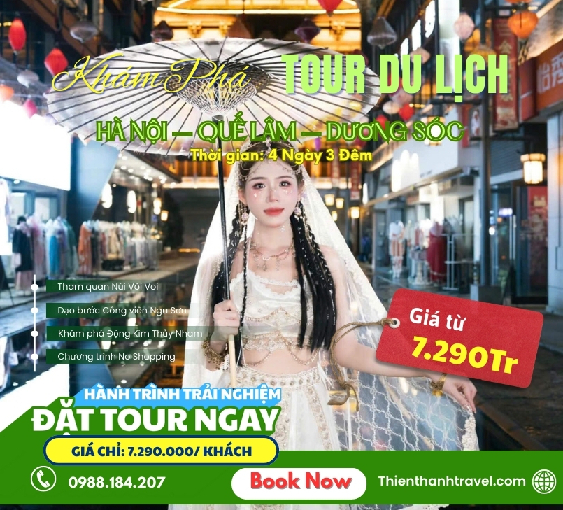 Tour Hà Nội – Quế Lâm – Dương Sóc 4N3Đ Bay Thẳng No Shopping Giá Tốt