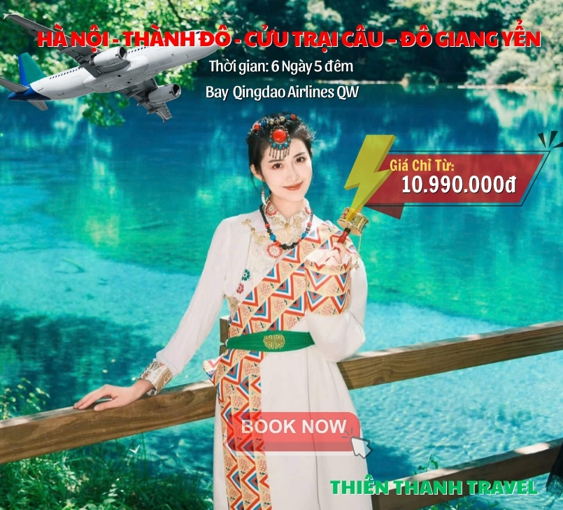 TourThành Đô - Cửu Trại Câu - Đô Giang Yển 6N5Đ, khám phá sắc vàng mùa thu, giá tốt nhất