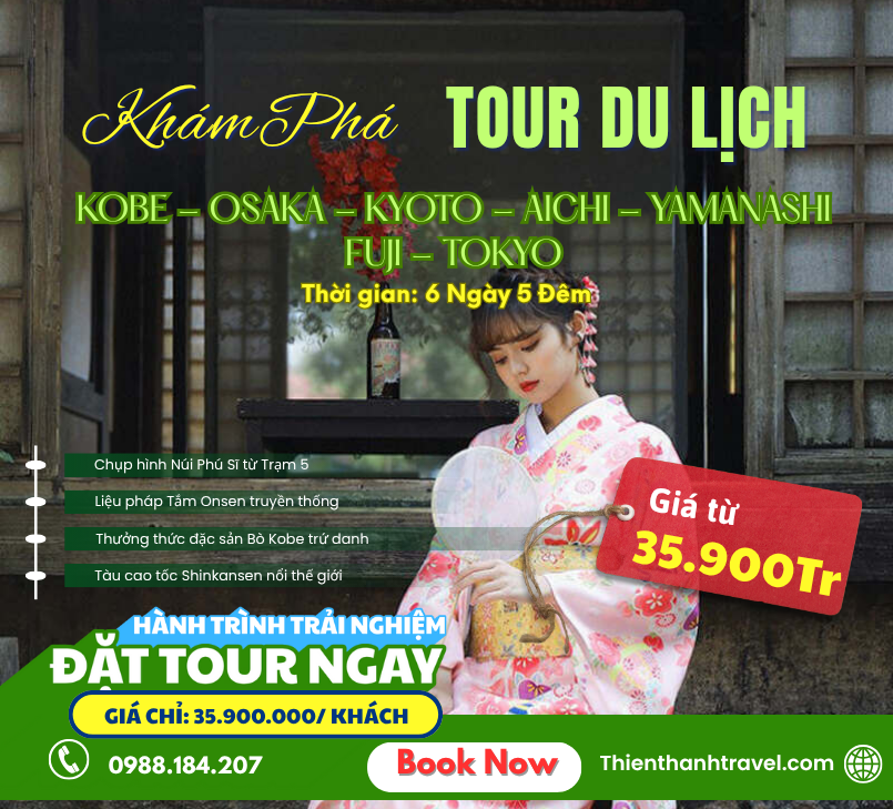 Tour Nhật Bản 2025: Kobe - Osaka - Kyoto - Aichi - Yamanashi - Fuji - Tokyo 6N5Đ, giá tốt nhất