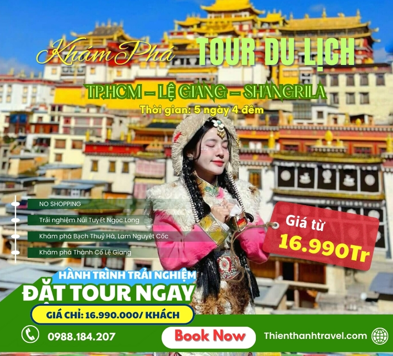 [Tour No Shopping] TP.HCM – Lệ Giang - Shangrila 5 ngày 4 đêm, giá tốt nhất