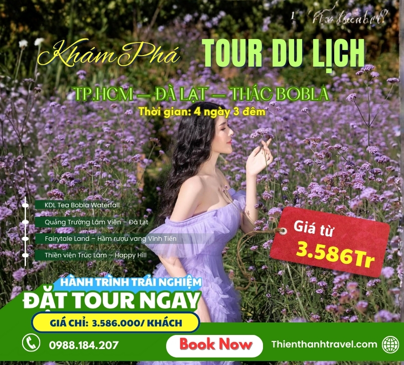 Tour Tp.HCM – Đà Lạt 4 Ngày 3 Đêm Khám Phá Thác Bobla & Fairytale Land Huyền Ảo