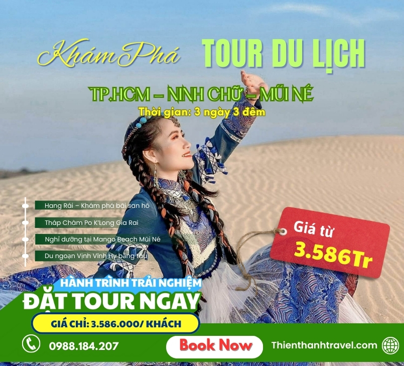 Tour TP.HCM – Ninh Chữ – Vĩnh Hy -  Mũi Né 3N3Đ trọn gói & giá tốt 