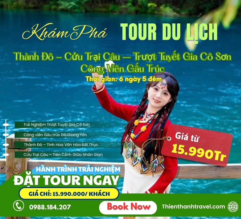 Tour Thành Đô – Cửu Trại Câu – Gia Cô Sơn – CV Gấu trúc 6 ngày 5 đêm